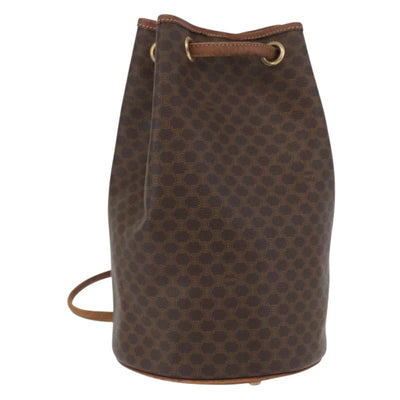 CELINE Macadam Canvas Shoulder Bag PVC Leather Brown Gold Auth 171835