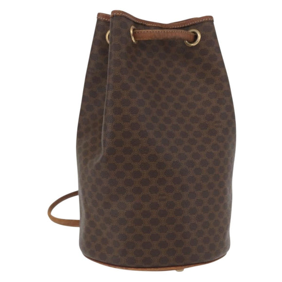 CELINE Macadam Canvas Shoulder Bag PVC Leather Brown Gold Auth 171835