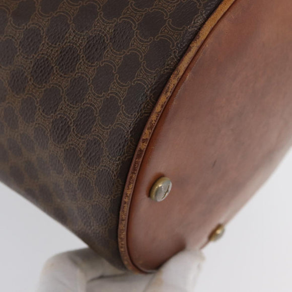 CELINE Macadam Canvas Shoulder Bag PVC Leather Brown Gold Auth 171835