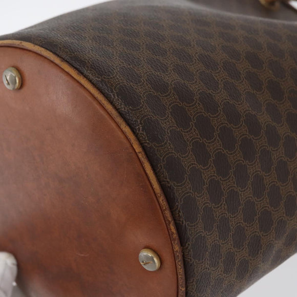 CELINE Macadam Canvas Shoulder Bag PVC Leather Brown Gold Auth 171835