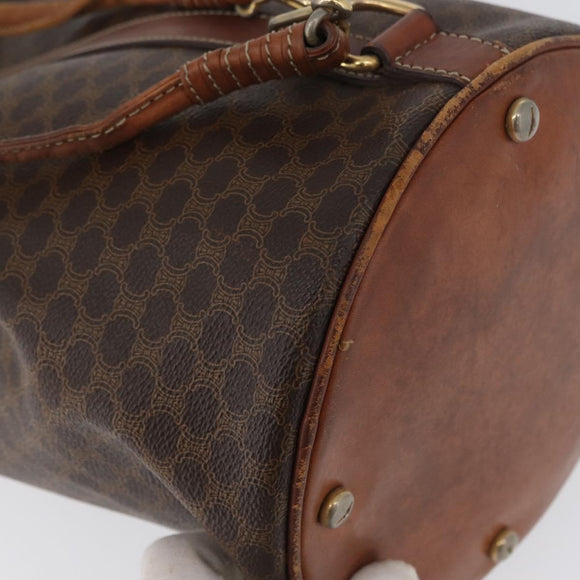 CELINE Macadam Canvas Shoulder Bag PVC Leather Brown Gold Auth 171835