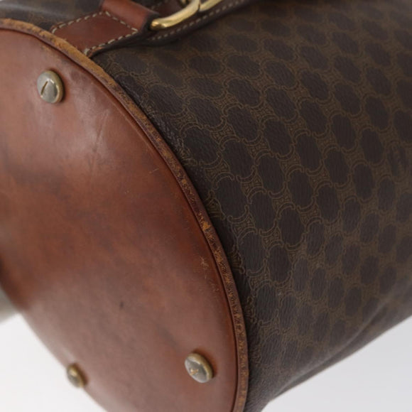 CELINE Macadam Canvas Shoulder Bag PVC Leather Brown Gold Auth 171835