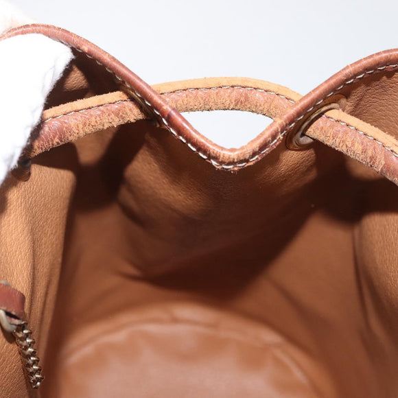 CELINE Macadam Canvas Shoulder Bag PVC Leather Brown Gold Auth 171835