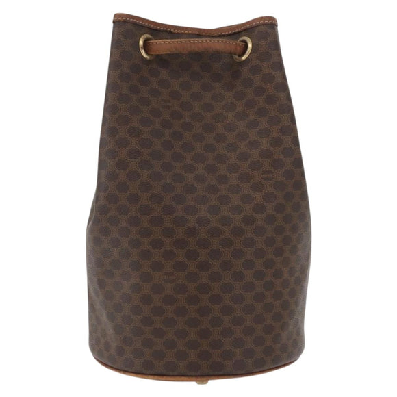 CELINE Macadam Canvas Shoulder Bag PVC Leather Brown Gold Auth 171835