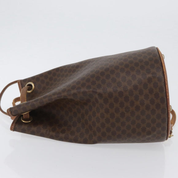 CELINE Macadam Canvas Shoulder Bag PVC Leather Brown Gold Auth 171835