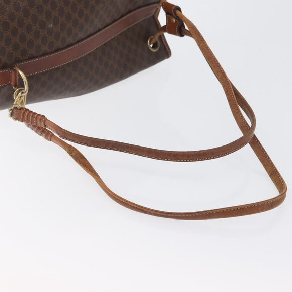 CELINE Macadam Canvas Shoulder Bag PVC Leather Brown Gold Auth 171835