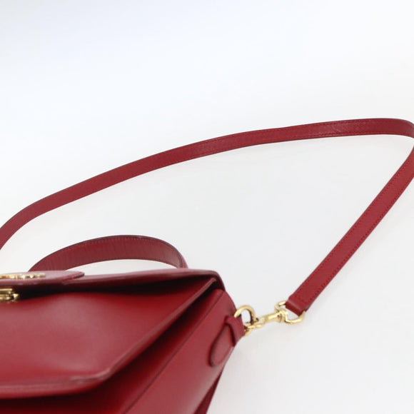 Salvatore Ferragamo Gancini Handtasche Leder 2-Wege Rot Gold Original 171837