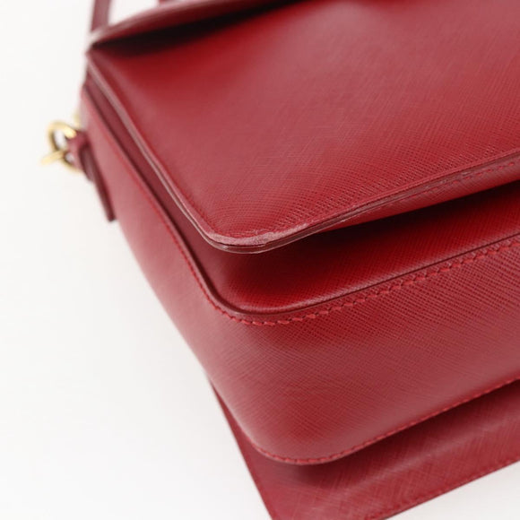 Salvatore Ferragamo Gancini Hand Bag Leather 2way Red Gold Auth 171837