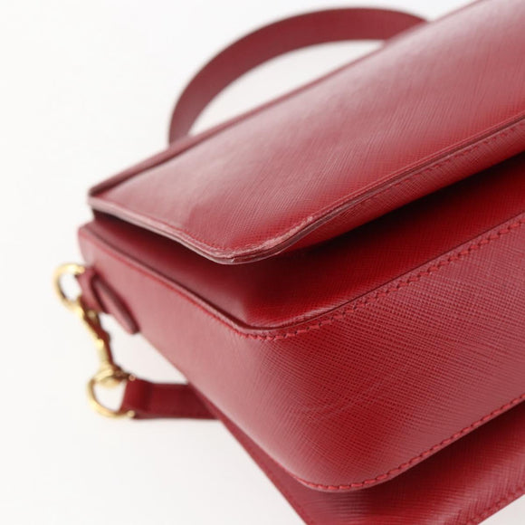 Salvatore Ferragamo Gancini Handtasche Leder 2-Wege Rot Gold Original 171837