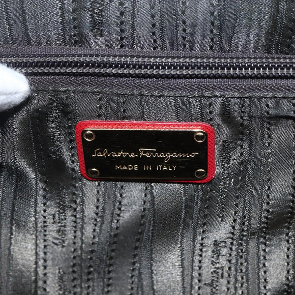 Salvatore Ferragamo Gancini Hand Bag Leather 2way Red Gold Auth 171837