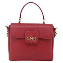 Salvatore Ferragamo Gancini Hand Bag Leather 2way Red Gold Auth 171837-2