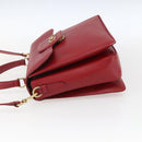 Salvatore Ferragamo Gancini Hand Bag Leather 2way Red Gold Auth 171837-4