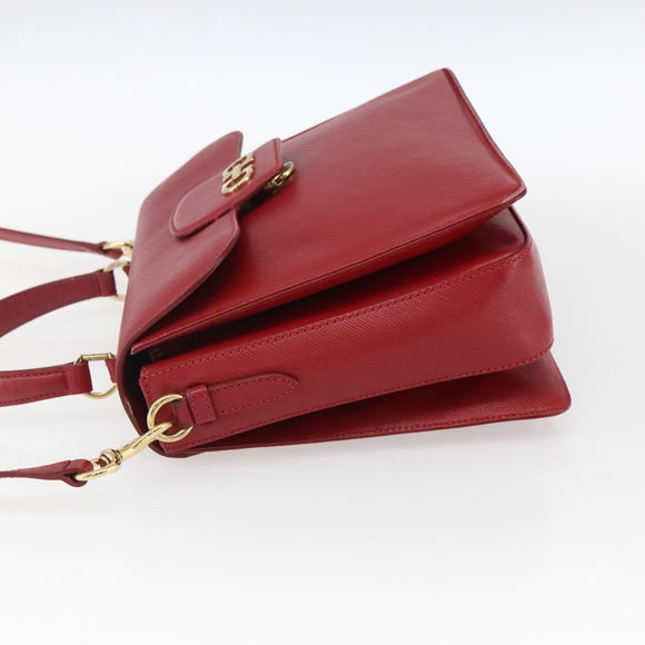Salvatore Ferragamo Gancini Handtasche Leder 2-Wege Rot Gold Original 171837