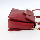 Salvatore Ferragamo Gancini Hand Bag Leather 2way Red Gold Auth 171837-5