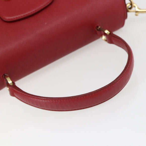 Salvatore Ferragamo Gancini Handtasche Leder 2-Wege Rot Gold Original 171837