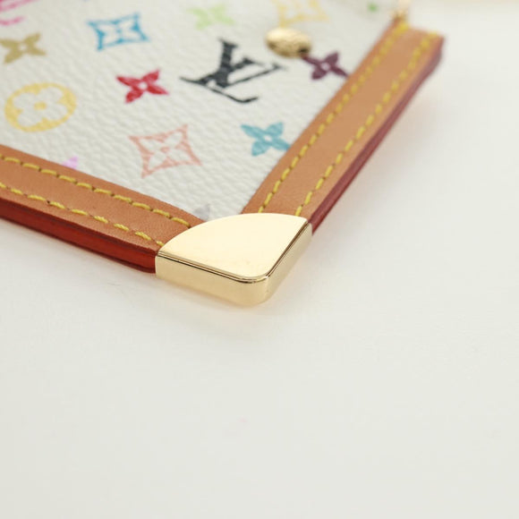 LOUIS VUITTON Multicolor Pochette Cles Coin Purse White M92655 LV Auth 171841V