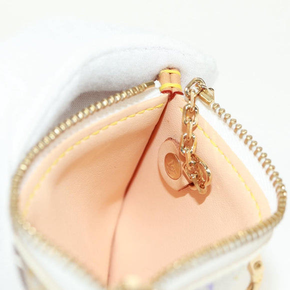 LOUIS VUITTON Multicolor Pochette Cles Coin Purse White M92655 LV Auth 171841V