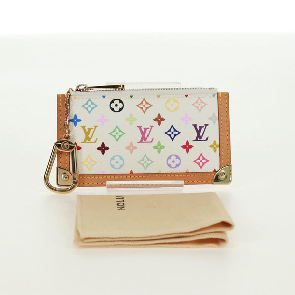 LOUIS VUITTON Multicolor Pochette Cles Coin Purse White M92655 LV Auth 171841V
