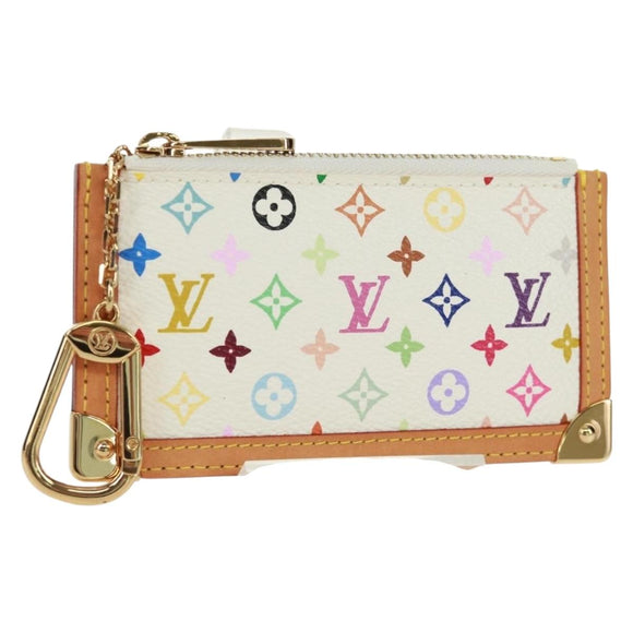 LOUIS VUITTON Multicolor Pochette Cles Coin Purse White M92655 LV Auth 171841V