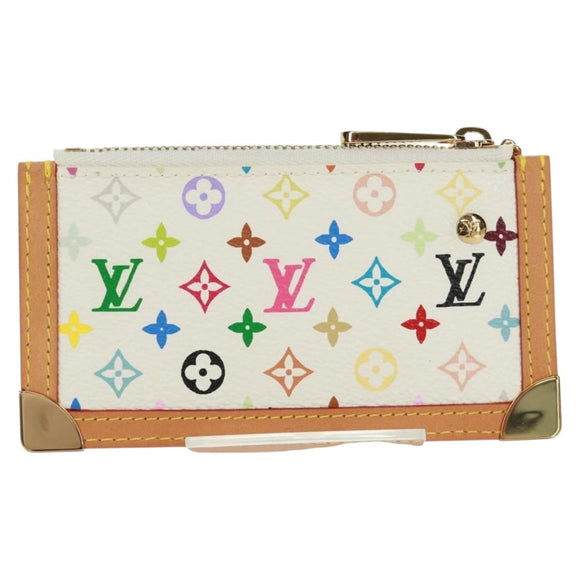 LOUIS VUITTON Multicolor Pochette Cles Coin Purse White M92655 LV Auth 171841V