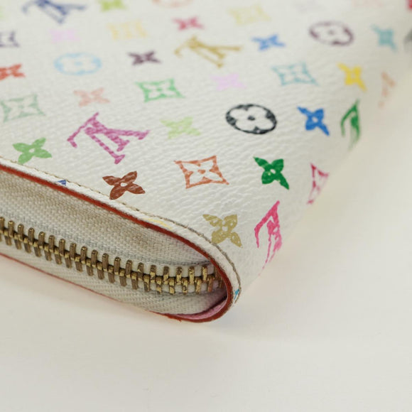 LOUIS VUITTON Monogram Multicolor Zippy Lange Portemonnee Wit M60241 LV Auth 171842V