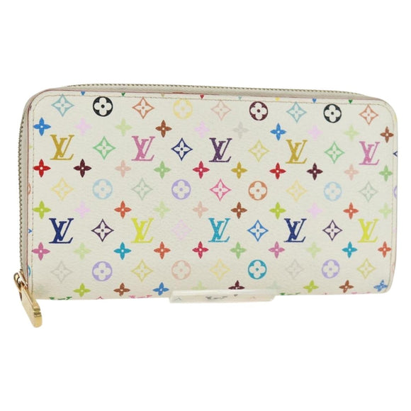 LOUIS VUITTON Monogram Multicolor Zippy Lange Portemonnee Wit M60241 LV Auth 171842V
