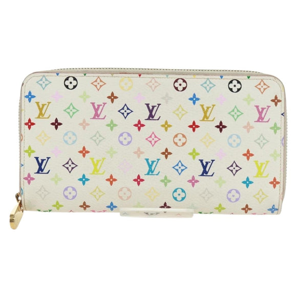LOUIS VUITTON Monogram Multicolor Zippy Lange Portemonnee Wit M60241 LV Auth 171842V