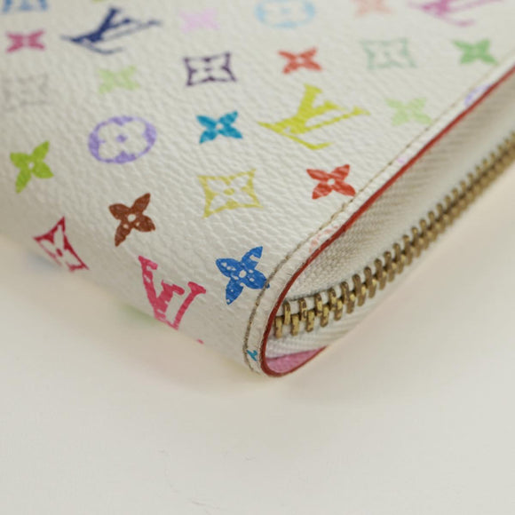 LOUIS VUITTON Monogram Multicolor Zippy Lange Portemonnee Wit M60241 LV Auth 171842V