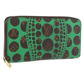 LOUIS VUITTON Monogram Yayoi Kusama Zippy Long Wallet Green M60451 Auth 171845
