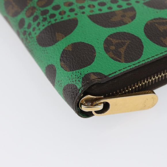 LOUIS VUITTON Monogram Yayoi Kusama Zippy Long Wallet Green M60451 Auth 171845