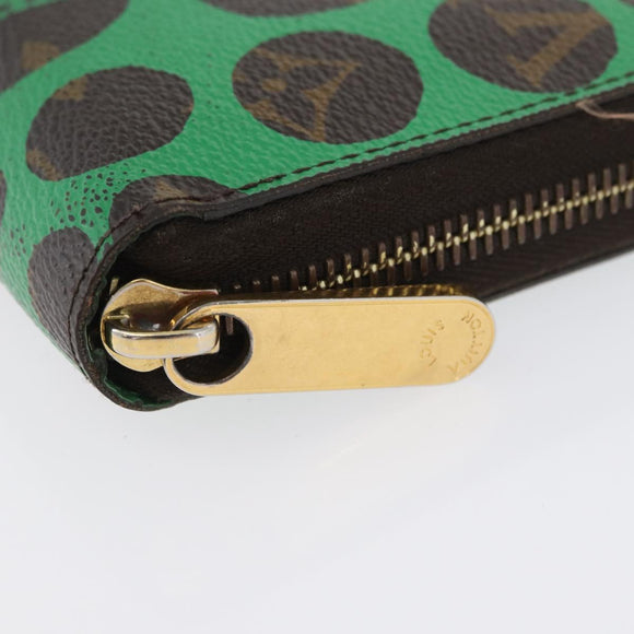 LOUIS VUITTON Monogram Yayoi Kusama Zippy Long Wallet Green M60451 Auth 171845