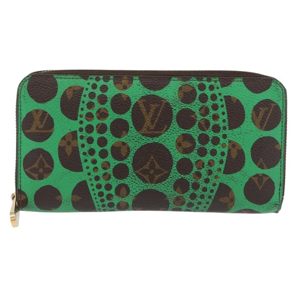 LOUIS VUITTON Monogram Yayoi Kusama Zippy Long Wallet Green M60451 Auth 171845
