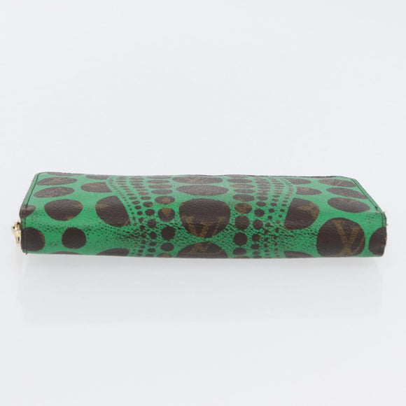 LOUIS VUITTON Monogram Yayoi Kusama Zippy Long Wallet Green M60451 Auth 171845