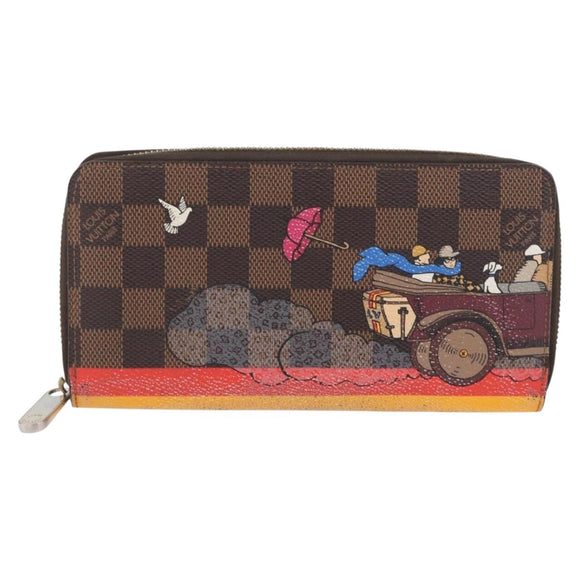 LOUIS VUITTON Damier Ebene Zippy Wallet 2015 Christmas Only N61240 Auth 171846