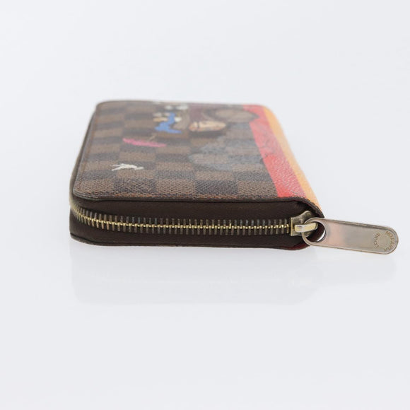 LOUIS VUITTON Damier Ebene Zippy Wallet 2015 Christmas Only N61240 Auth 171846