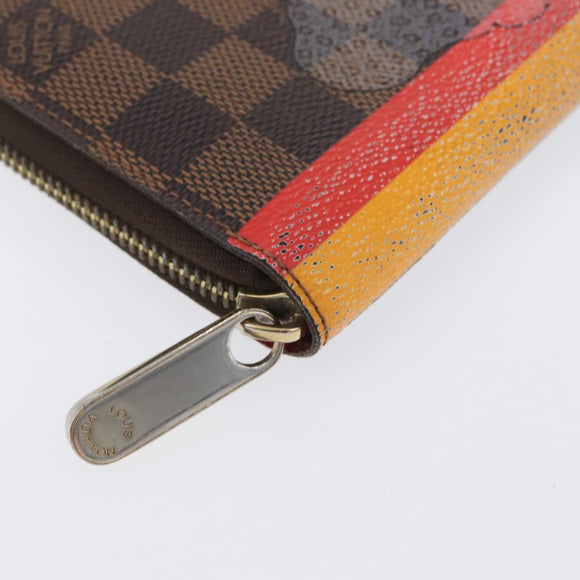 LOUIS VUITTON Damier Ebene Zippy Wallet 2015 Christmas Only N61240 Auth 171846