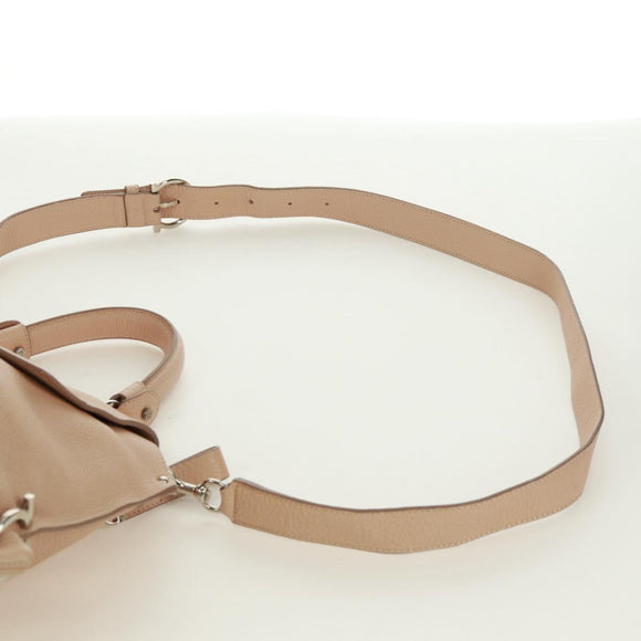 Salvatore Ferragamo Gancini Sofia Handtasche Leder 2-Wege Beige Auth 171849A