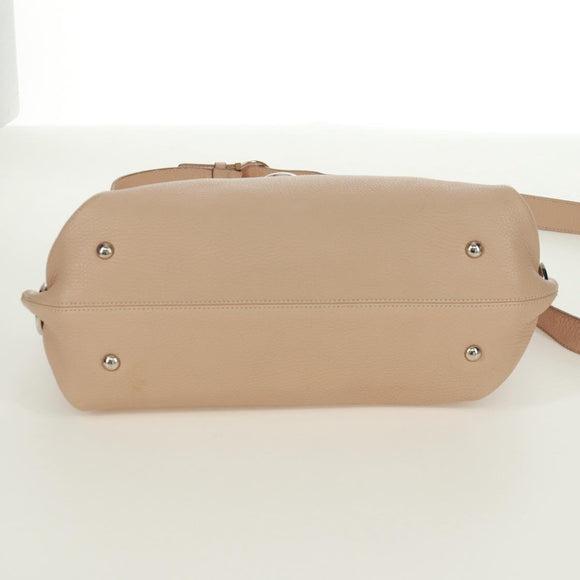 Salvatore Ferragamo Gancini Sofia Handtasche Leder 2-Wege Beige Auth 171849A