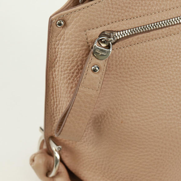 Salvatore Ferragamo Gancini Sofia Handtasche Leder 2-Wege Beige Auth 171849A