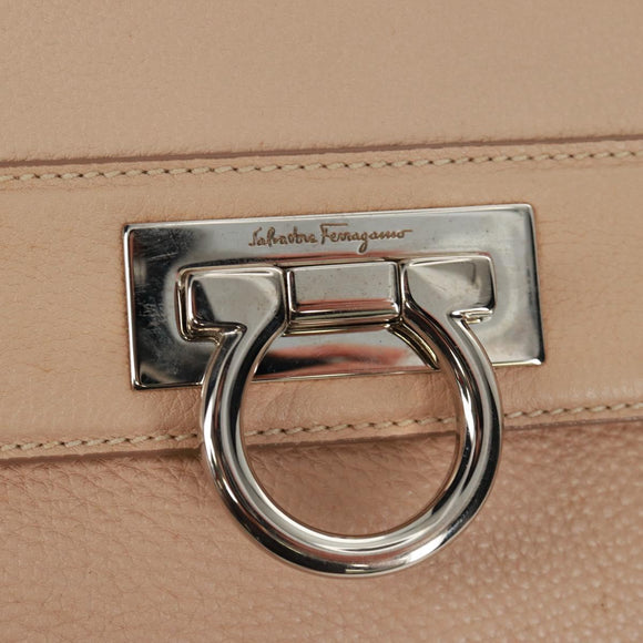 Salvatore Ferragamo Gancini Sofia Handtasche Leder 2-Wege Beige Auth 171849A