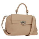 Salvatore Ferragamo Gancini Sofia Handtasche Leder 2-Wege Beige Auth 171849A-1