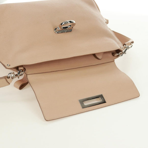 Salvatore Ferragamo Gancini Sofia Handtasche Leder 2-Wege Beige Auth 171849A