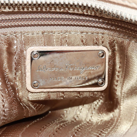 Salvatore Ferragamo Gancini Sofia Handtasche Leder 2-Wege Beige Auth 171849A