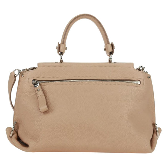 Salvatore Ferragamo Gancini Sofia Handtasche Leder 2-Wege Beige Auth 171849A