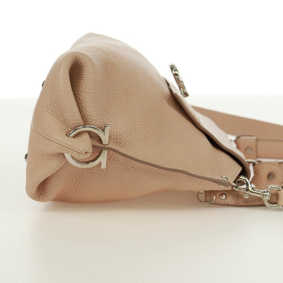 Salvatore Ferragamo Gancini Sofia Handtasche Leder 2-Wege Beige Auth 171849A