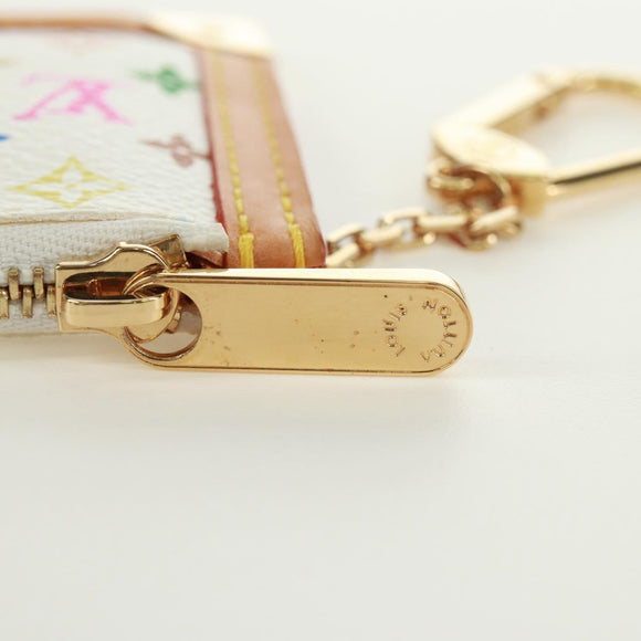 LOUIS VUITTON Multicolor Pochette Cles Coin Purse White M92655 LV Auth 171850V