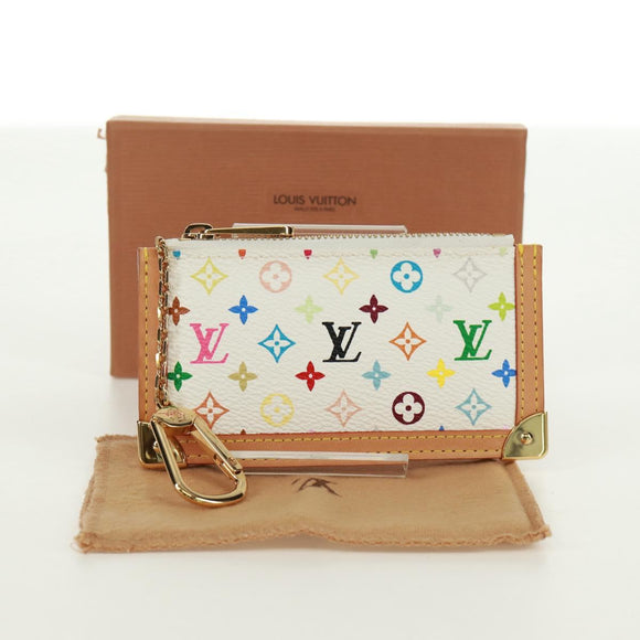 LOUIS VUITTON Multicolor Pochette Cles Coin Purse White M92655 LV Auth 171850V