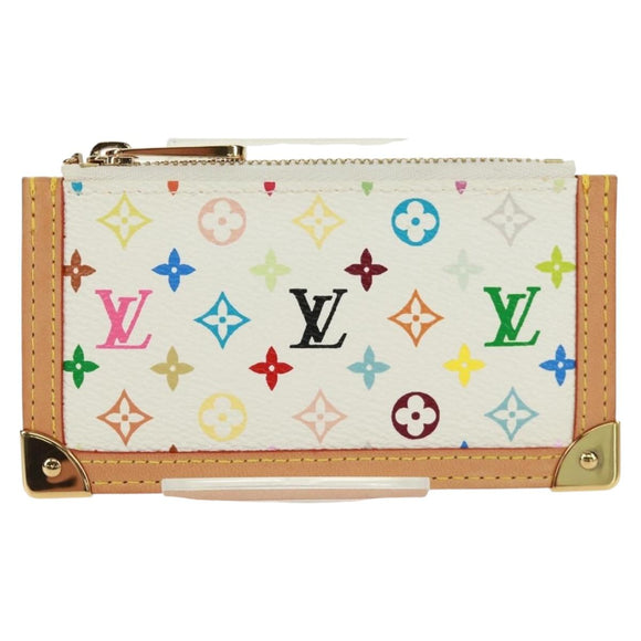 LOUIS VUITTON Multicolor Pochette Cles Coin Purse White M92655 LV Auth 171850V