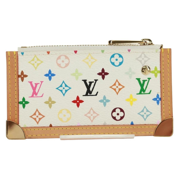 LOUIS VUITTON Multicolor Pochette Cles Coin Purse White M92655 LV Auth 171850V