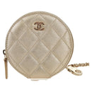 CHANEL Matelasse Air Pods Case & Coin Purse Earphone Lamb Skin CC Auth 171853SM-13
